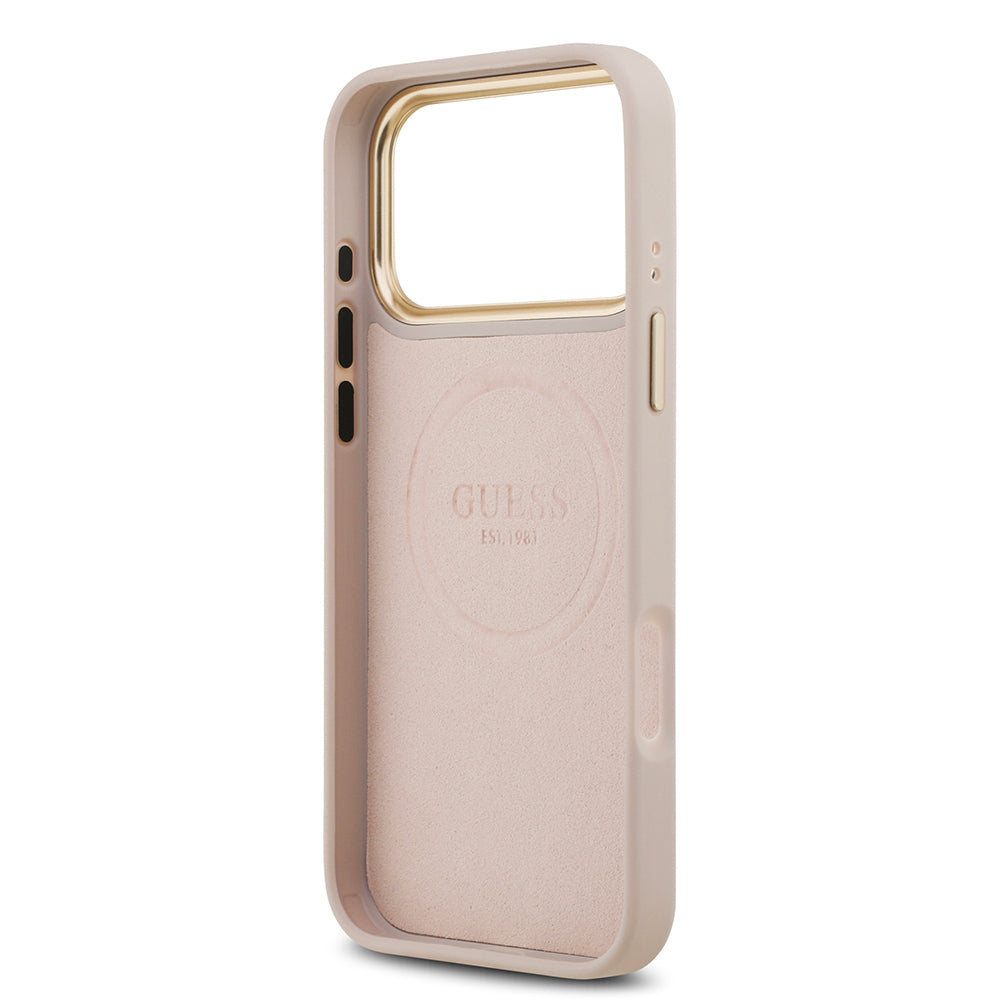 Guess iPhone 17 Pro Max Orjinal Lisanslı M-safe Şarj Özellikli 4G Desenli PU Metal Plaka Klasik Logolu Kılıf Guess iPhone 17 Pro Max Orjinal Lisanslı M-safe Şarj Özellikli 4G Desenli PU Metal Plaka Klasik Logolu Kılıf